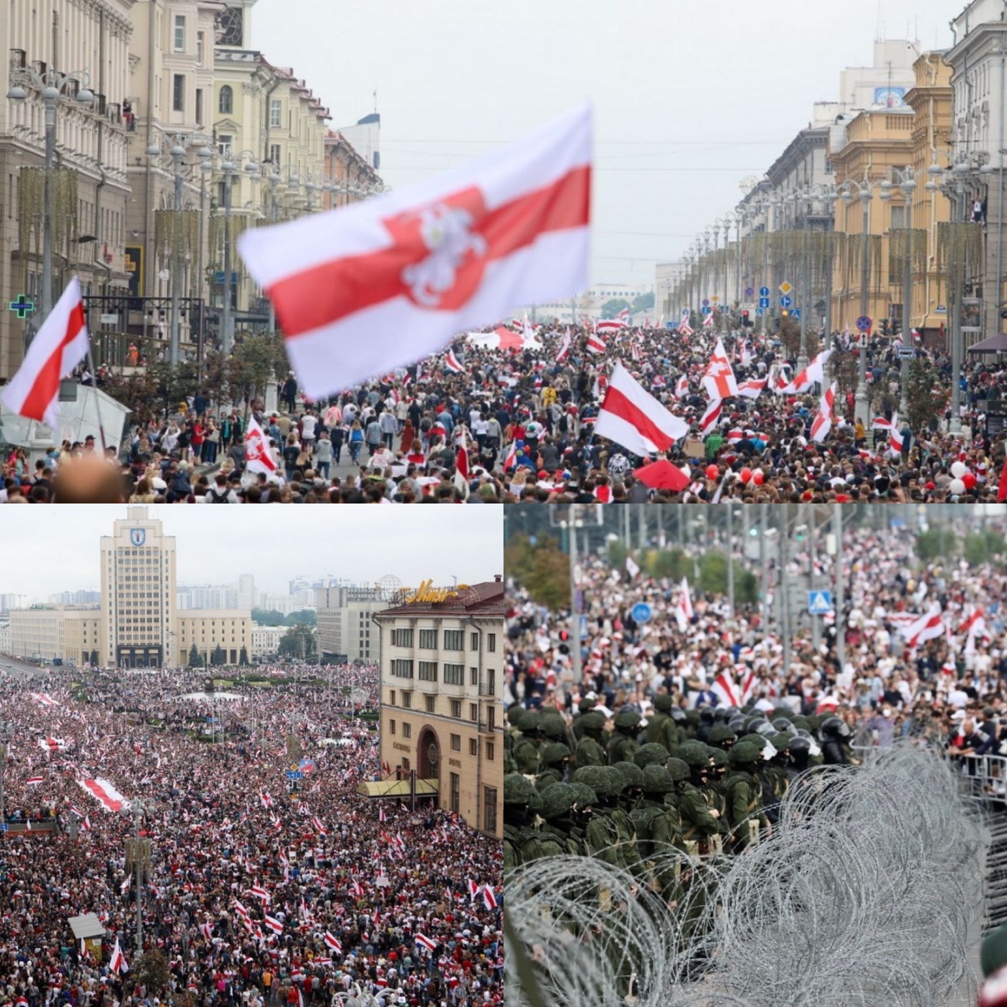 Last year, we saw a million people on the streets of Belarus. Those people have not disappeared, their opinion of Lukashenka did not change (Images from August 23, 30 protests in 2020).